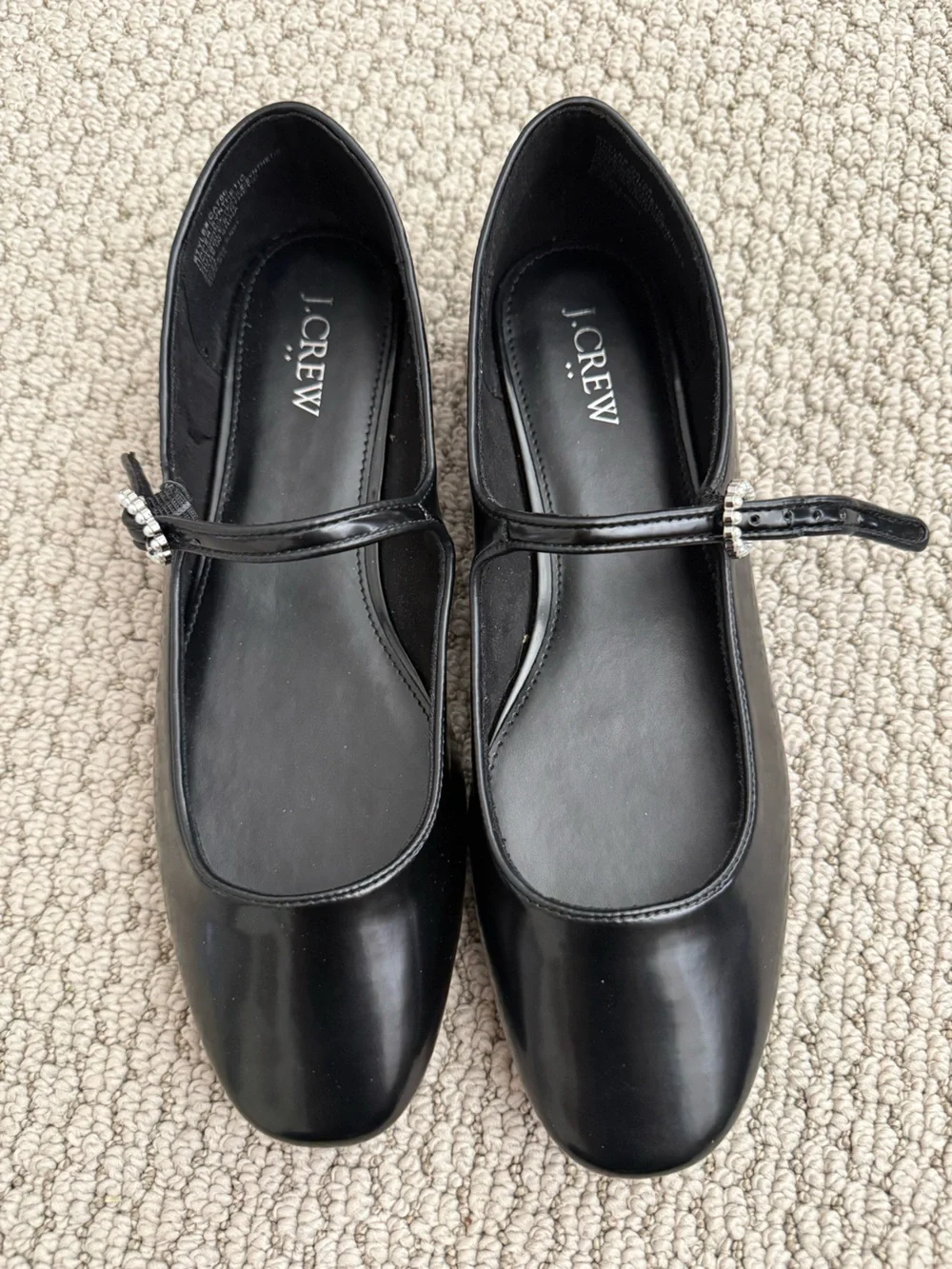 J. Crew Black Mary Jane Flats with Pearl Buckle